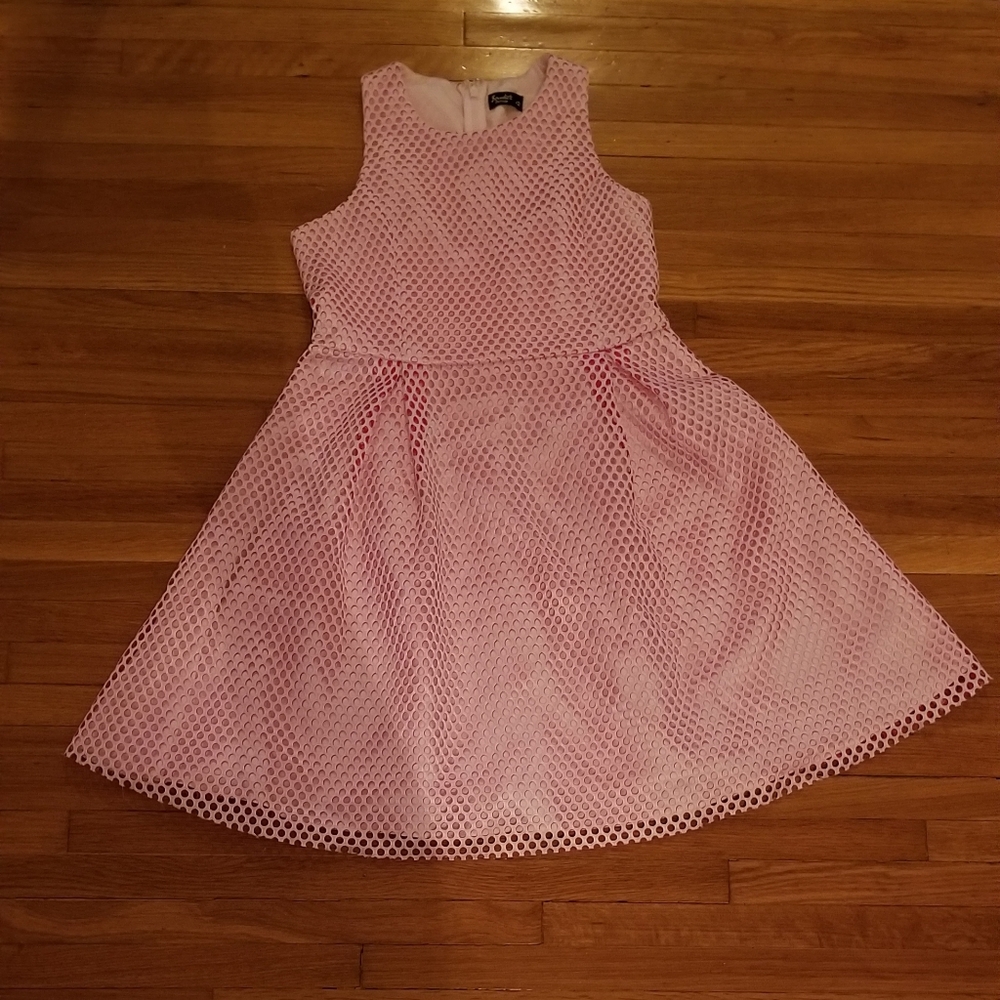 Pink Mesh Overlay Dress